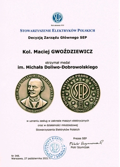 Medal dla dr. inż. Macieja Gwoździewicza